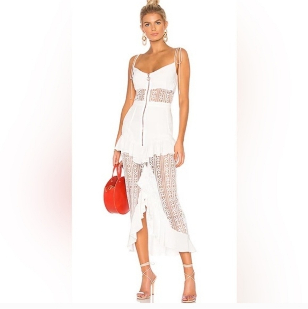 🍋For Love and Lemons Mint Green Lovebird Lace Midi Dress